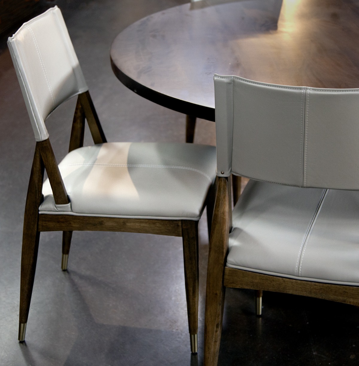 Leather Dining Chair Gray Pottery World