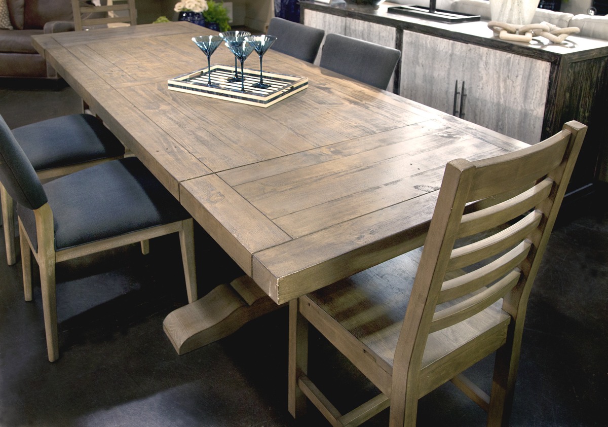 Reclaimed Pine Wood Ext. Dining Table Pottery World
