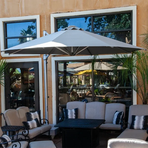 banana leaf patio umbrella Green Marconi Banana Leaf Crank & Tilt Round Patio Umbrella, 9'