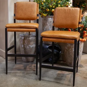 Brown Leather Bar & Counter Stools