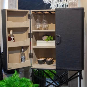 Black Leather Wine Cabinet