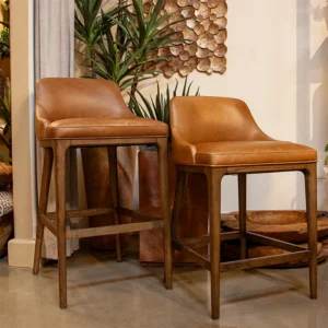 Brown Leather Bar & Counter Stools
