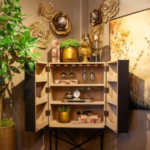 Black Leather Wine Cabinet