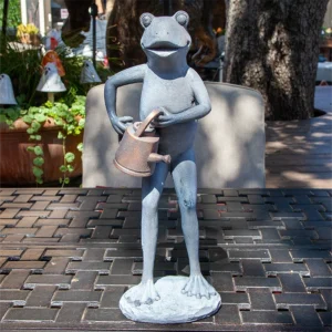 Watering Can Frog Statue