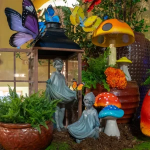 Garden Display Girl Statues with Birds